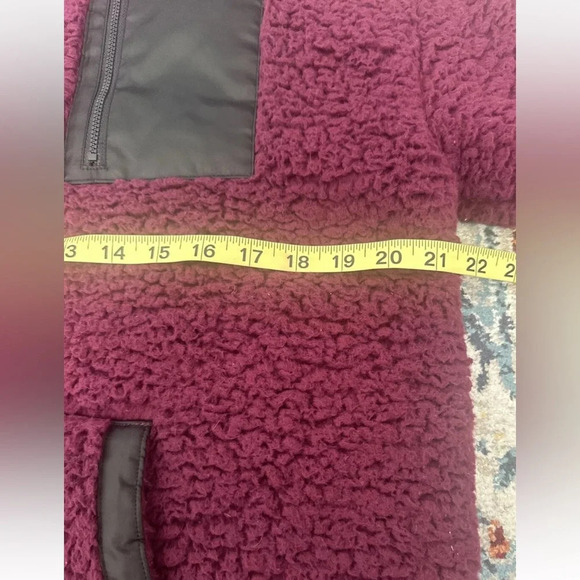 NWT Express One Eleven Sherpa Plum 1/4 Zip Over Sized Hoodie Women Pull Over S/M - Picture 9 of 10